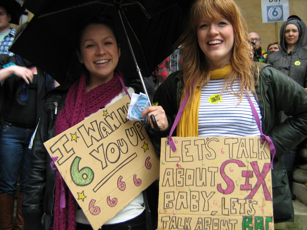 Elsie and Sarah at the save6music protest Elsie and Sarah Jamie (their friend not pictured): we listen to it because of the new music, it exposes us to new music that we wouldn't ordinarily get a chance to listen to. The BBC is in a unique position where it doesn't have to buckle to organising pressure and there's not an opportunity for new music to get out there otherwise.