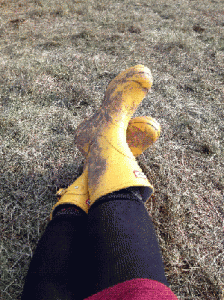 For Folk's Sake Helen Morant's Yellow Hunter Wellies at No Direction Home 2012.