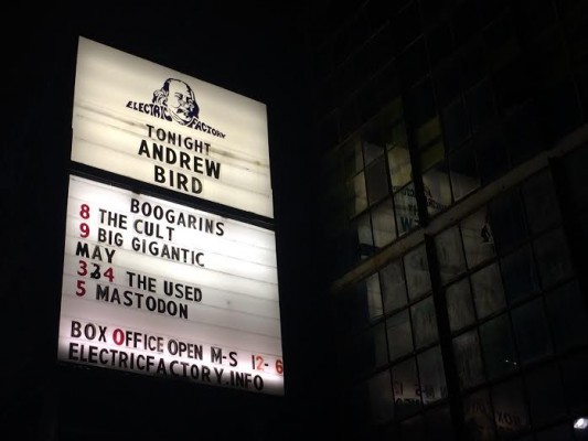 Andrew Bird. Electric Factory, 4/4/16